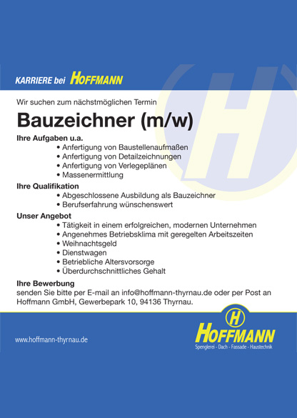 Wir suchen Bauzeichner - Hoffmann GmbH Thyrnau Passau