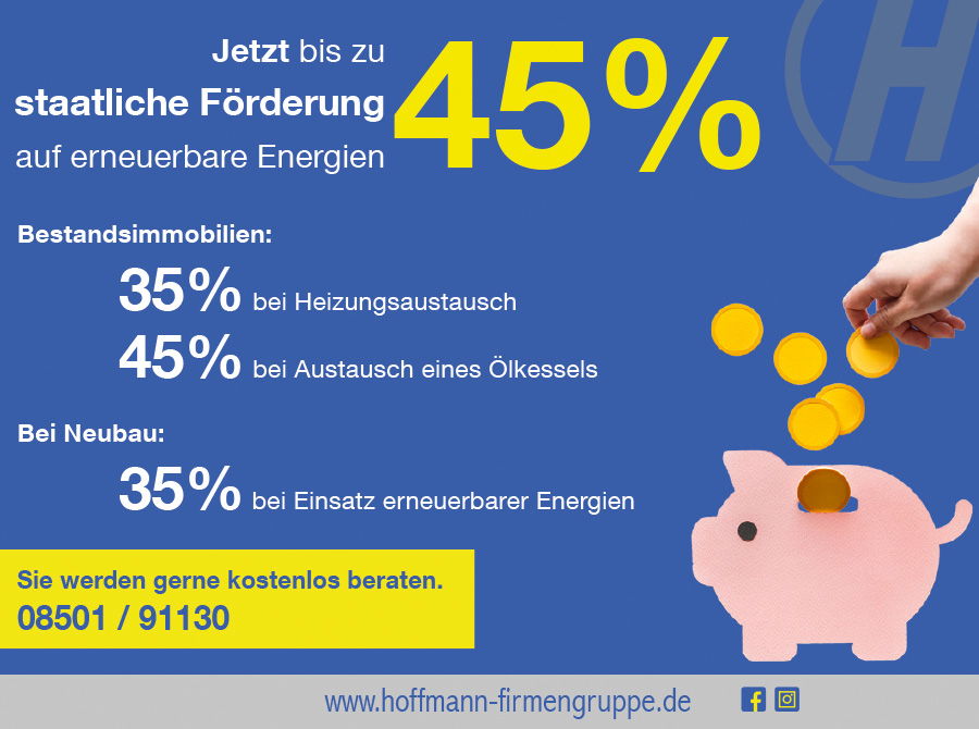 Jetzt bis zu 45% staatliche Förderung auf erneuerbare Energien Hoffmann Firmengruppe