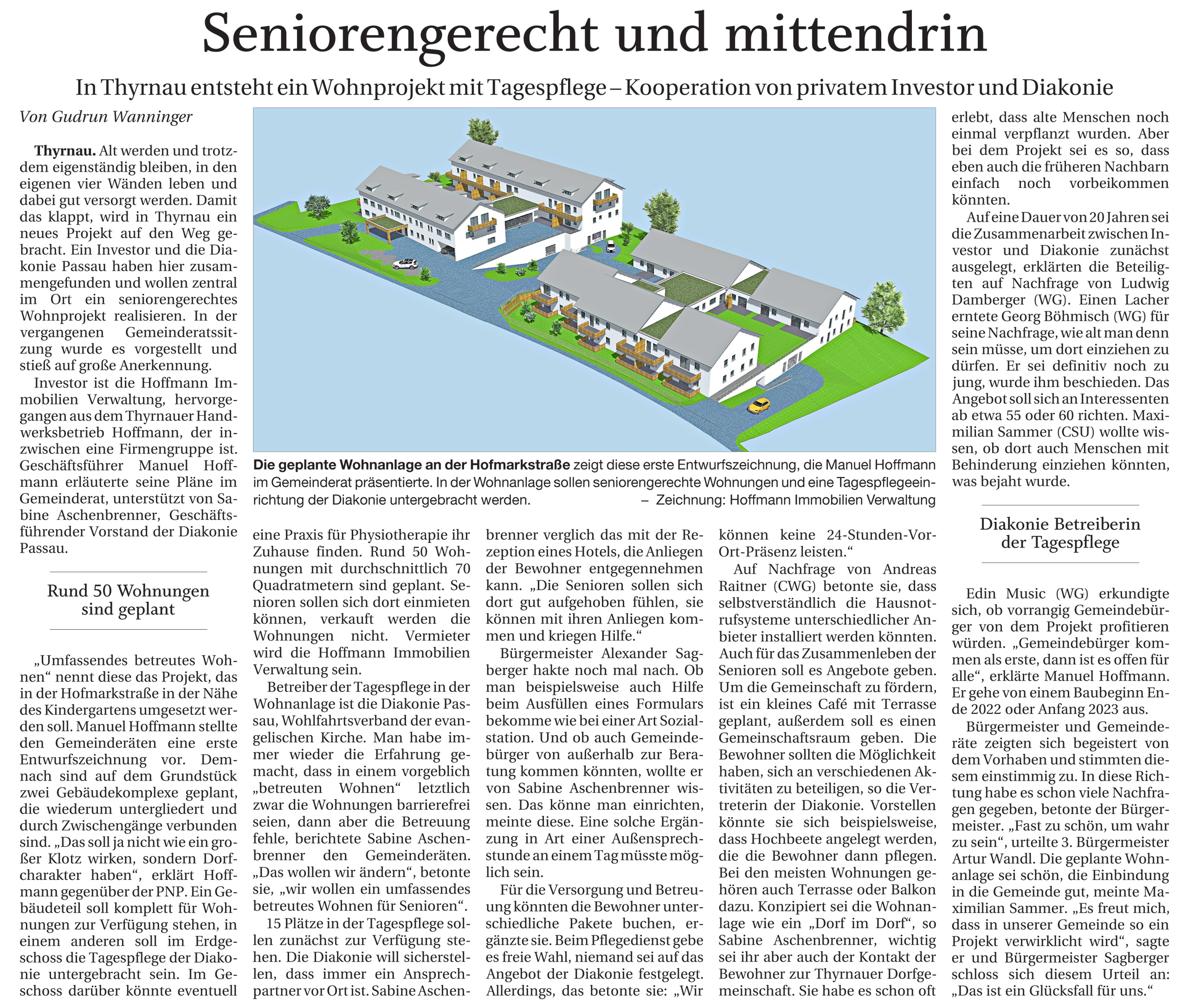 Hoffmann Firmengruppe -Seniorengerecht und mittendrin Thyrnau, PNP